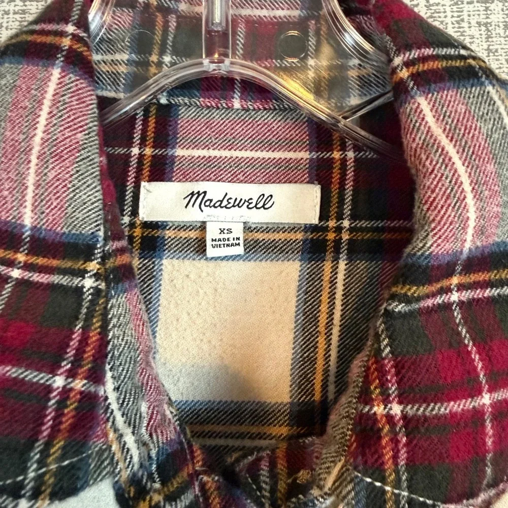 Madewell Women XS Plaid Flannel Cotton Button Down Shirt Oversized Gorpcore Cozy - Picture 2 of 9